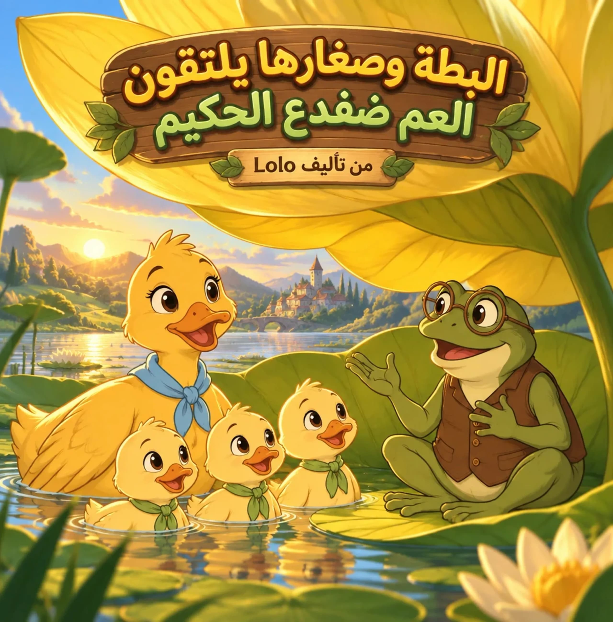 البطة وصغارها يلتقون العم ضفدع الحكيم